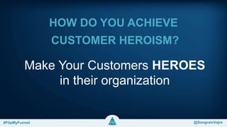 HOW DO YOU ACHIEVE
CUSTOMER HEROISM?
Make Your Customers HEROES
in their organization
#FlipMyFunnel @FlipMyFunnel#FlipMyFunnel @SangramVajre
 