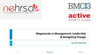 Megatrends	
  in	
  Management,	
  Leadership	
  	
  
&	
  Naviga4ng	
  Change	
  
1 BMC3.com 5/17/14
by	
  Bill	
  McBride	
  
 