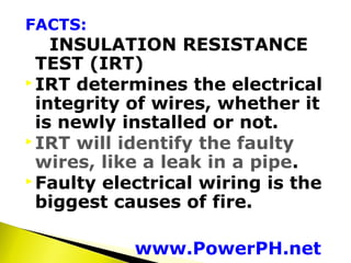 Insulation Resistance Testing / Megger | PPT