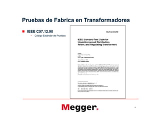 Pruebas de Fabrica en Transformadores
 IEEE C57.12.90
• Código Estándar de Pruebas
20
 