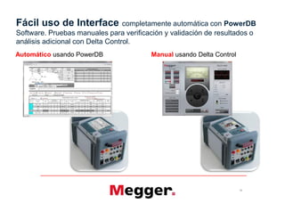 Fácil uso de Interface completamente automática con PowerDB
Software. Pruebas manuales para verificación y validación de resultados o
análisis adicional con Delta Control.
Automático usando PowerDB Manual usando Delta Control
73
 