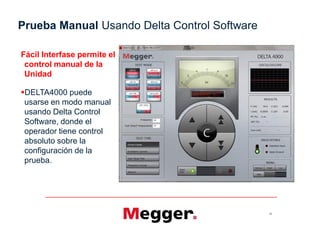 Prueba Manual Usando Delta Control Software
Fácil Interfase permite el
control manual de la
Unidad
DELTA4000 puede
usarse en modo manual
usando Delta Control
Software, donde el
operador tiene control
absoluto sobre la
configuración de la
prueba.
78
Fácil Interfase permite el
control manual de la
Unidad
DELTA4000 puede
usarse en modo manual
usando Delta Control
Software, donde el
operador tiene control
absoluto sobre la
configuración de la
prueba.
 