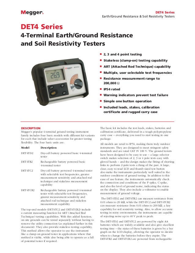 Megger DET4T2 Series 4Terminal Earth/Ground Resistance Testers & Soi…