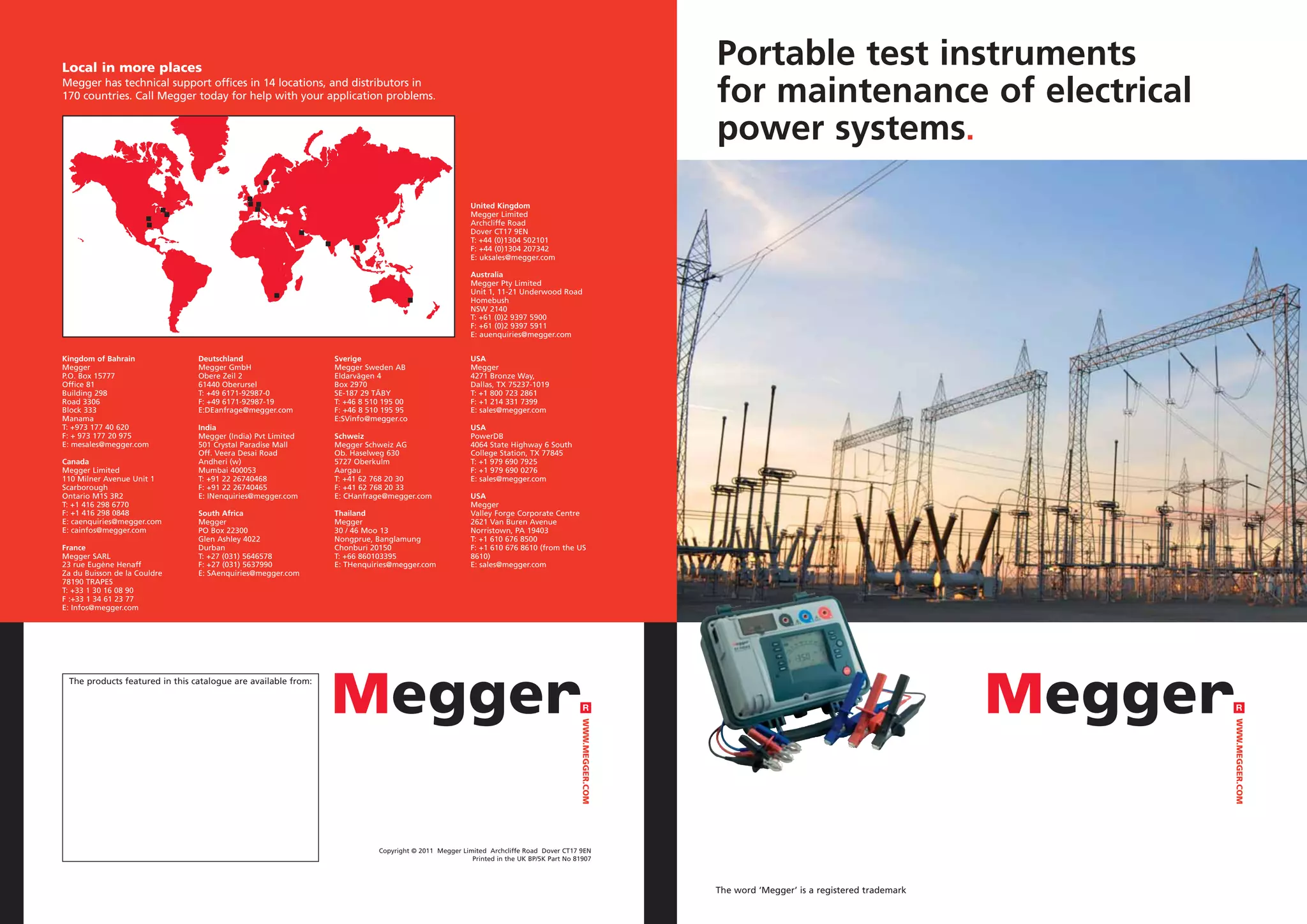 Megger Power And Industrial Test Equipment - Cable Fault Locators, High  Voltage Detectors & Voltage Indicators | PDF