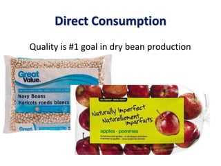 Direct Consumption
Quality is #1 goal in dry bean production
 