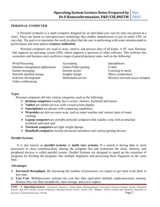 JNTUH R25 regulation, Unit 1 lecture notes for OS | PDF