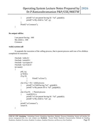 JNTUH Operating system syllabus unit 2 Lecture Notes | PDF