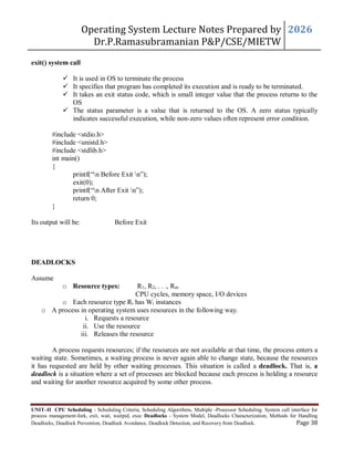 JNTUH Operating system syllabus unit 2 Lecture Notes | PDF