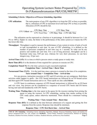 JNTUH Operating system syllabus unit 2 Lecture Notes | PDF