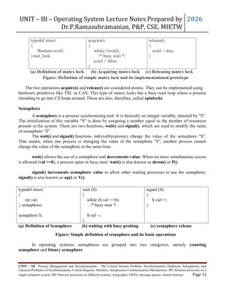 OS Lecture Notes by Dr.P.Ramasubramanian | PDF