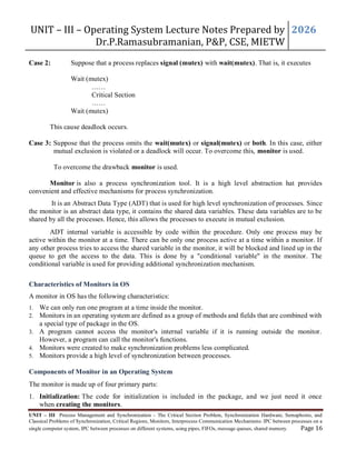OS Lecture Notes by Dr.P.Ramasubramanian | PDF