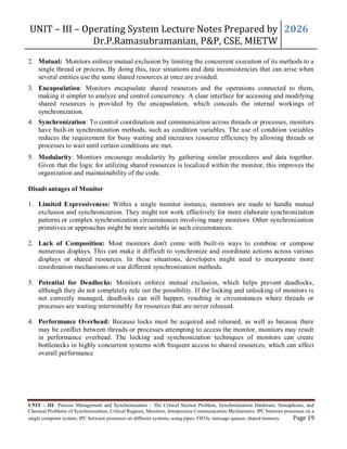 OS Lecture Notes by Dr.P.Ramasubramanian | PDF