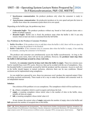 OS Lecture Notes by Dr.P.Ramasubramanian | PDF