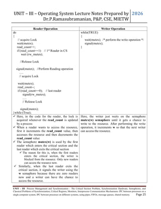 OS Lecture Notes by Dr.P.Ramasubramanian | PDF