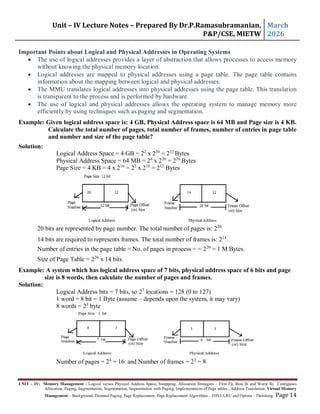JNTUH - Operating System unit 4 Lecture notes. | PDF