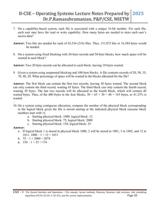 JNTUH Operating system unit 5 Lecture Notes | PDF
