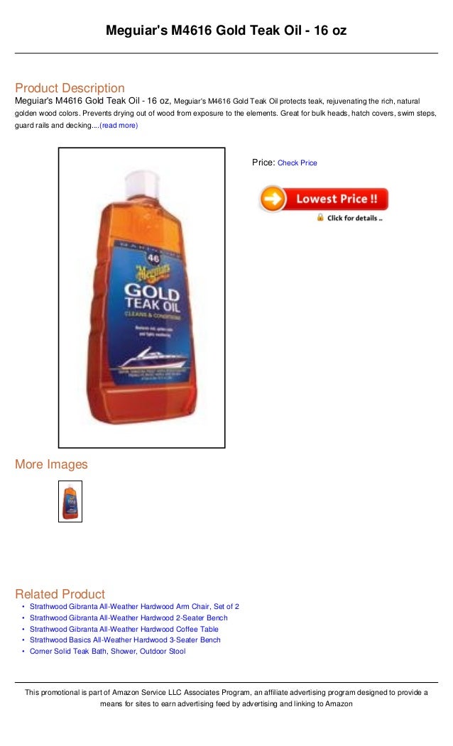 Meguiar S M4616 Gold Teak Oil 16 Oz
