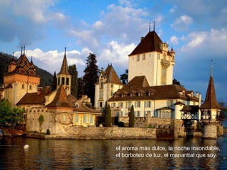 el aroma más dulce, la noche insondable,
el borboteo de luz, el manantial que soy.
 