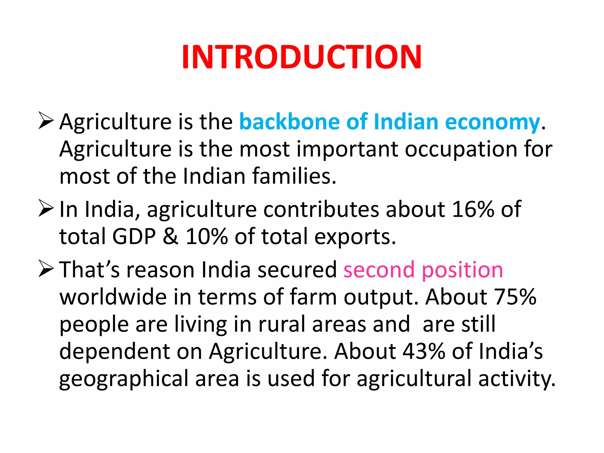 Role Of Agriculture in Indian Economy | PPTX
