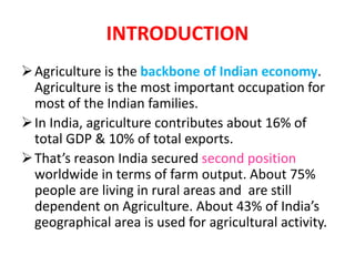 Role Of Agriculture in Indian Economy | PPTX