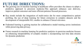 Machine Learning Algorithms for Predictive Analytics in Precision ...
