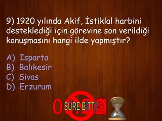 Mehmet Akif Ersoy Bilgi Yarışması 24 Soru | PPTX