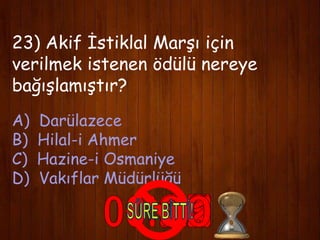 Mehmet Akif Ersoy Bilgi Yarışması 24 Soru | PPTX