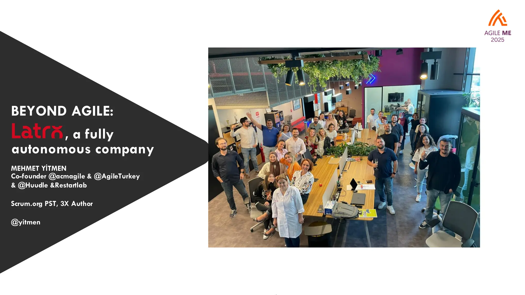 BEYOND AGILE:
All rights reserved, It Is Forbidden to Share and/or Use Without Written Permission
MEHMET YİTMEN
Co-founder @acmagile & @AgileTurkey
& @Huudle &Restartlab
Scrum.org PST, 3X Author
@yitmen
, a fully
autonomous company