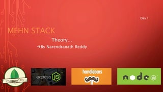 MEHN STACK
By Narendranath Reddy
Day 1
Theory…
 