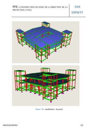 PFE : CONSTRUCTION DE SEIGE DE LA DIRECTION DE LA
PROTECTION CIVILE
UAS
ESPIETT
MEDIOUNI MEHREZ 130
Figure 28 : modélisation de projet
 