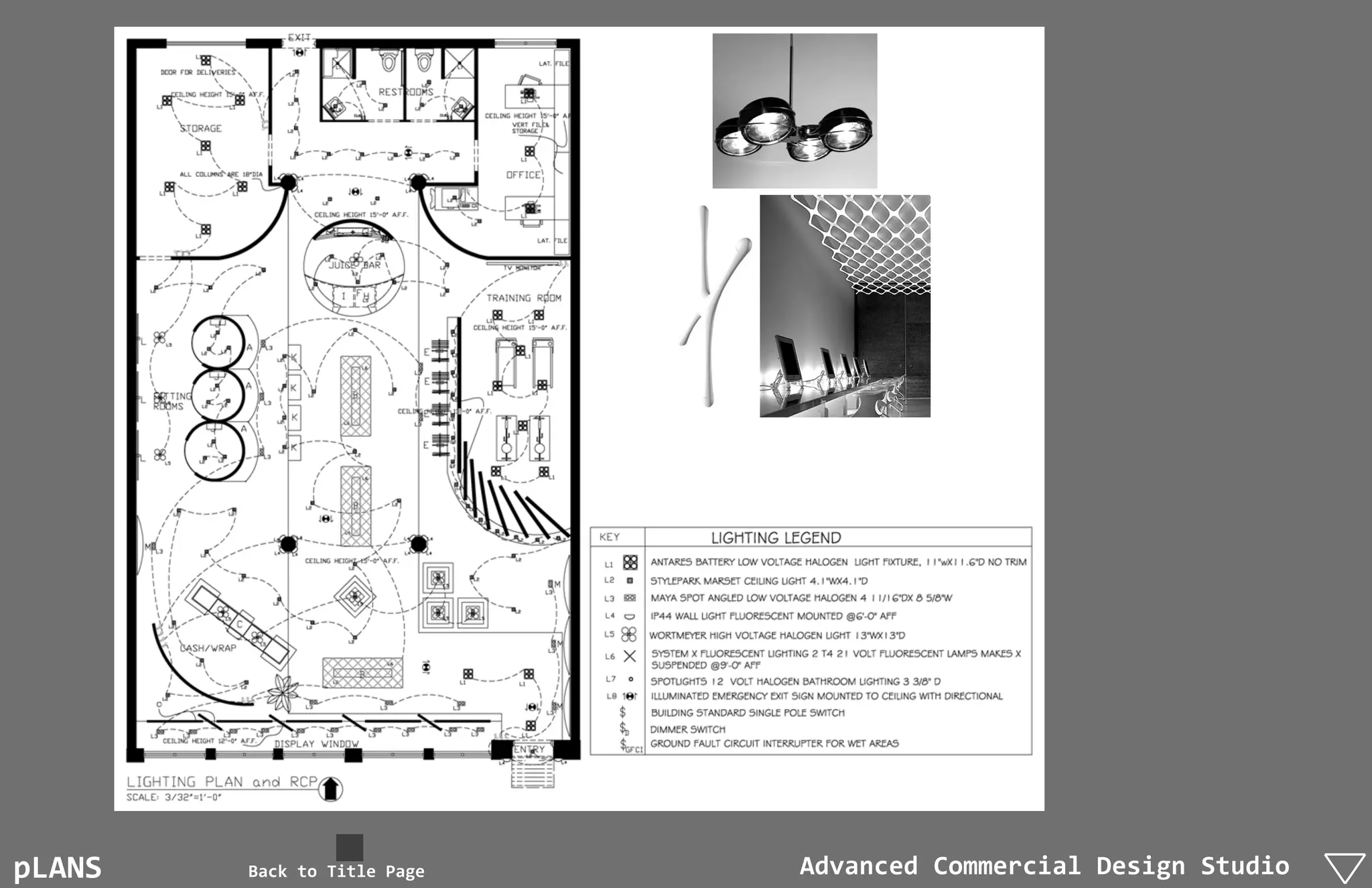 pLANS   Back to Title Page   Advanced Commercial Design Studio
 