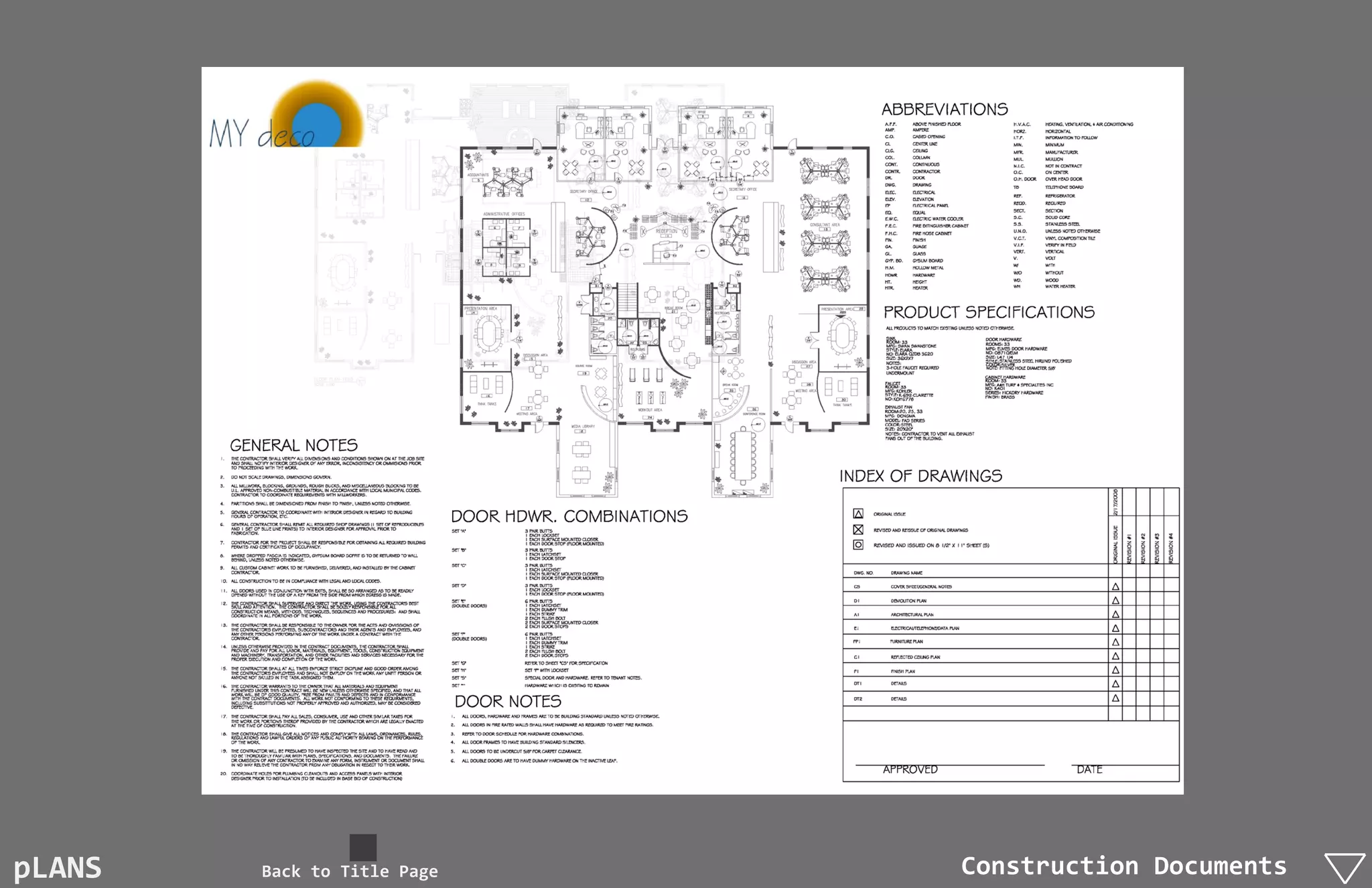 pLANS   Back to Title Page   Construction Documents
 