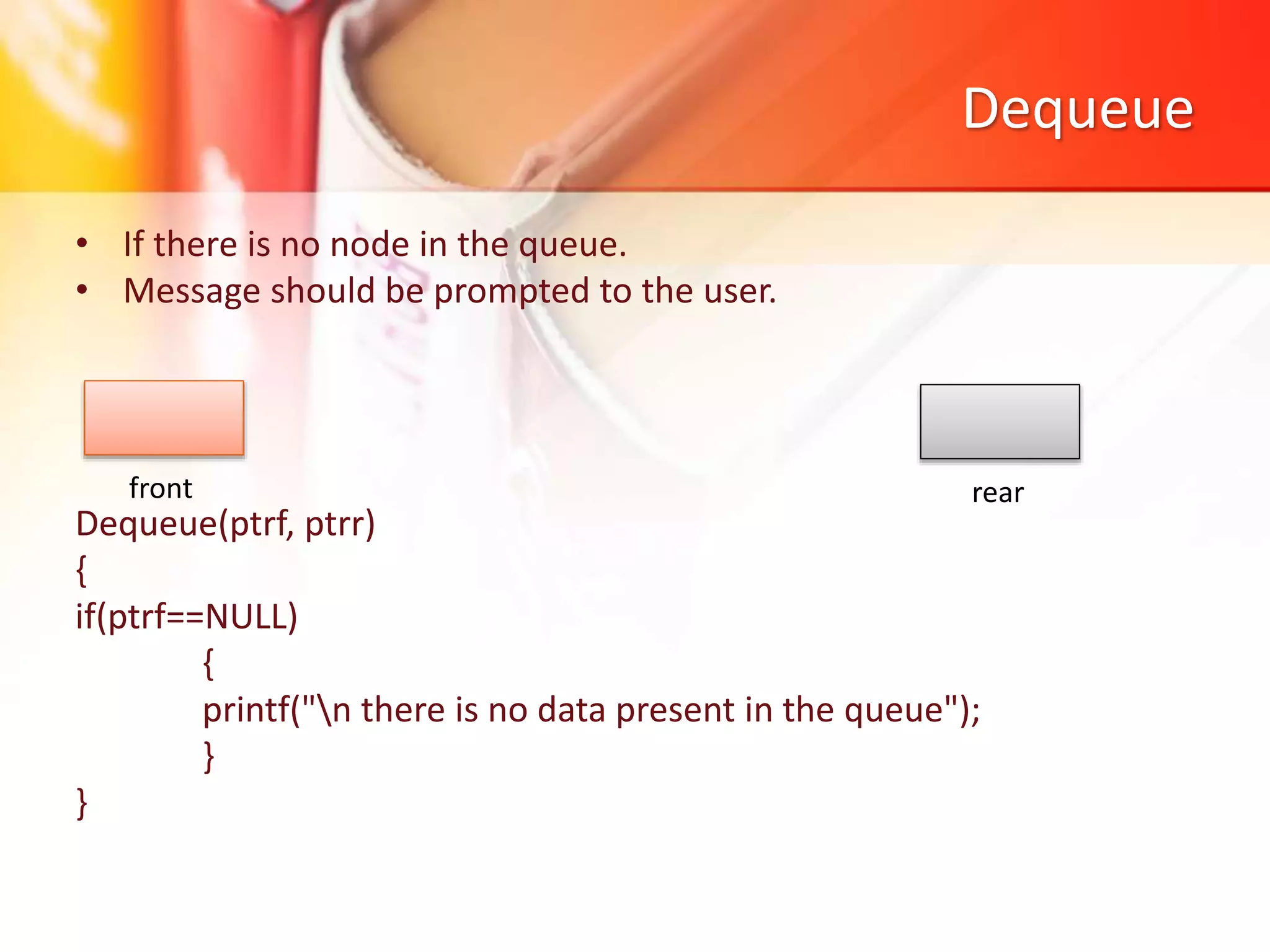 Implementation of queue using singly and doubly linked list. | PPT