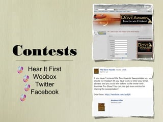 Contests
Hear It First
Woobox
Twitter
Facebook

 