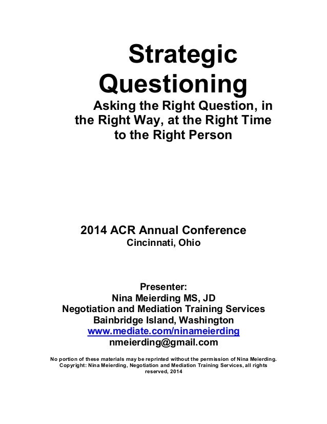 Meierding Strategic Questioning