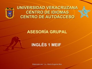 UNIVERSIDAD VERACRUZANA CENTRO DE IDIOMAS CENTRO DE AUTOACCESO INGLÉS 1 MEIF ASESORÍA GRUPAL 