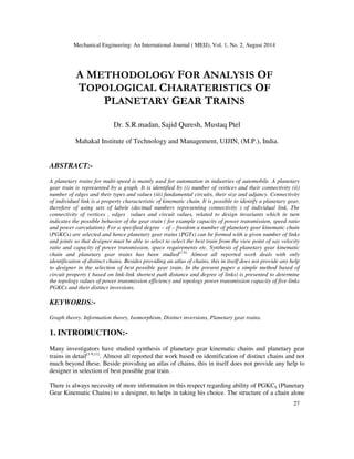 A METHODOLOGY FOR ANALYSIS OF TOPOLOGICAL CHARATERISTICS OF PLANETARY ...