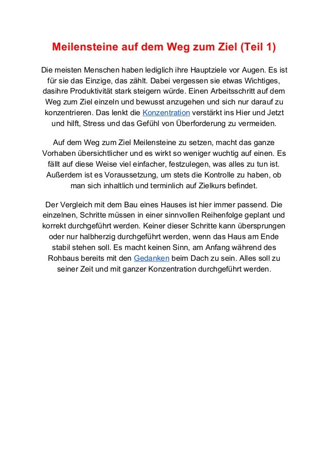 Meilensteine Auf Dem Weg Zum Ziel Teil 1