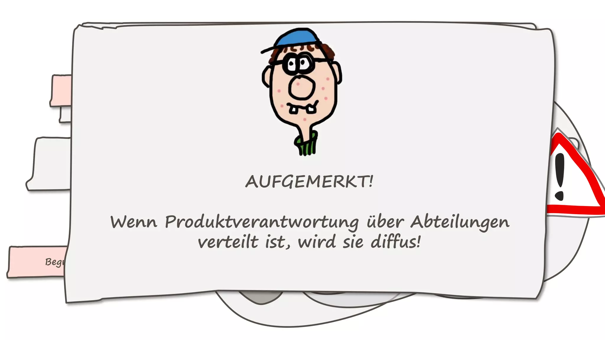 VERANTWORTUNGSKREISE (-SYSTEME)
WELT
DEUTSCHLAND
FIRMA
ÖSTERREICH
FAMILIE
ICH
TEAM
INTENSITÄT DER
VERANTWORTUNG
ABTEILUNG
Je größer der
Verantwortungskreis
Je kleiner der
Verantwortungskreis
desto größer die Gefahr der
Unschärfe / der
Verantwortungsdiffusion
desto größer die Chance
der Klarheit
 Entgrenzung
Begrenzung 
Verantwortung kann bei größer werdenden
Verantwortungskreisen diffuser werden.
AUFGEMERKT!
Wenn Produktverantwortung über Abteilungen
verteilt ist, wird sie diffus!
 