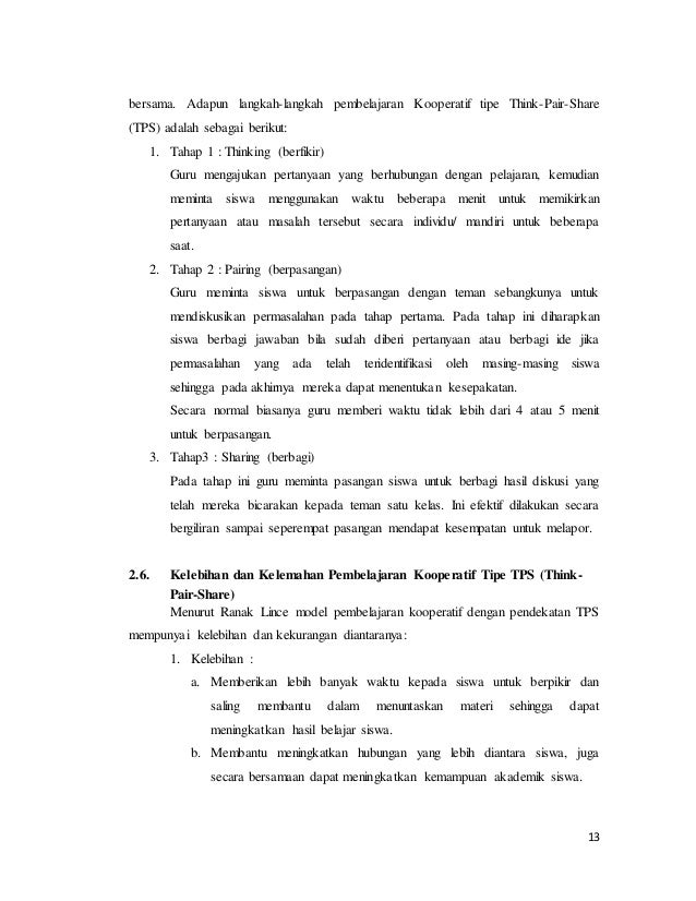 Penerapan Model Kooperatif Tipe Tps Dalam Pembelajaran Matematika Pok