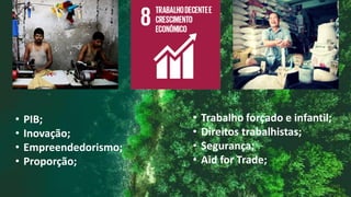 • PIB;
• Inovação;
• Empreendedorismo;
• Proporção;
 