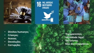 • Direitos humanos;
• Crianças;
• Acesso;
• Devolução;
• Corrupção;
 