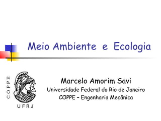 Meio Ambiente e Ecologia
Marcelo Amorim Savi
Universidade Federal do Rio de Janeiro
COPPE – Engenharia Mecânica
 