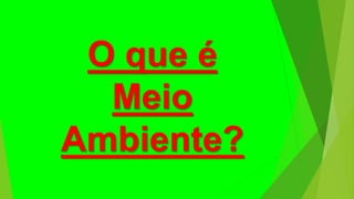 O que é
Meio
Ambiente?
 