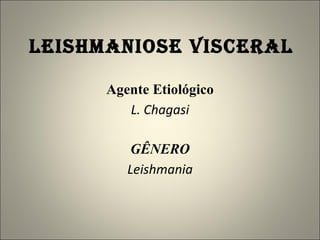 Leishmaniose visceral Agente Etiológico L. Chagasi GÊNERO Leishmania 
