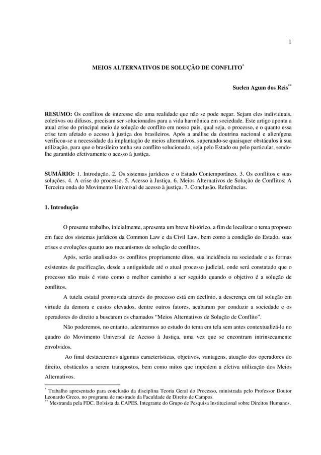 Meios alternativos de_solu%c3%a7%c3%a3o_de_conflitos | PDF