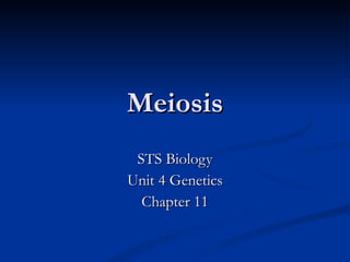 Meiosis STS Biology Unit 4 Genetics Chapter 11 