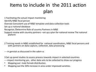 M&e issues for 2011