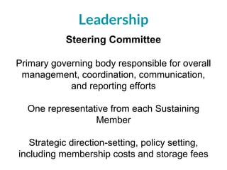 Community Building
Communicate!
Monthly discussion-topic focused
community calls
Two Steering Committees per year
Communit...