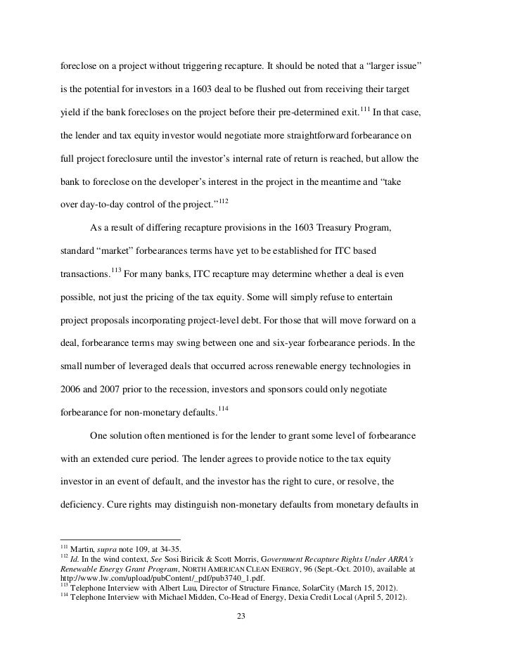 sunny dispositions modernizing investment tax credit recapture rules aes forbearance form